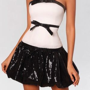 Elegant Black and White Sequin Skirt